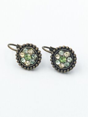 Lia Sophia green rhinestone round drop earrings